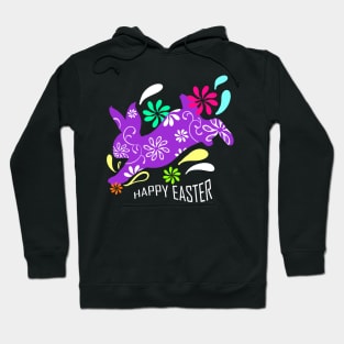 Purple Easter Bunny With Flowers On Happy Easter Hoodie